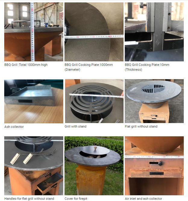 Corten Steel Cooktop Grill Fire PitSize Details Corten Steel Cooktop Grill Fire PitSize Details