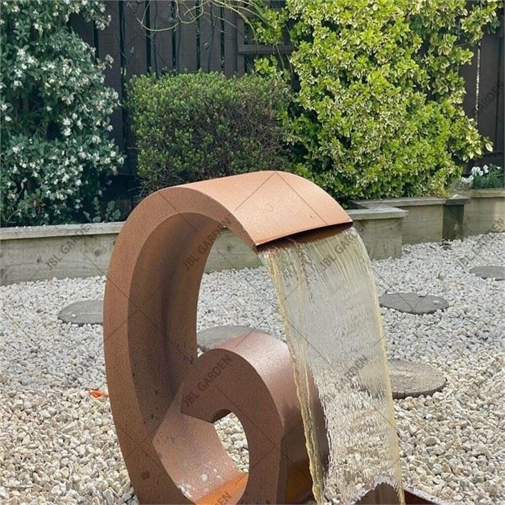 Large Corten Steel Pool Fountain And Waterfall