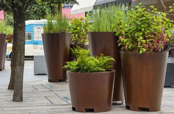 Corten Planters Rund Base