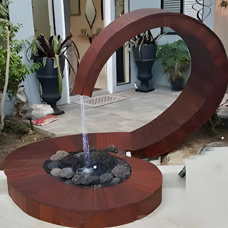 Corten Steel Water Feature för Holiday Village