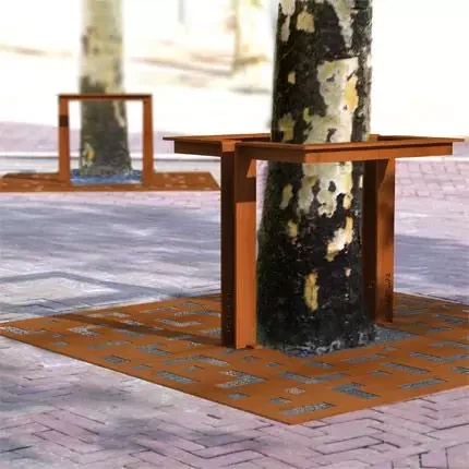 Round Rust Color Corten Steel Roadway Tree Grate
