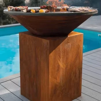 Utomhus rostig Corten Steel BBQ Grill