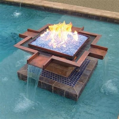 Simbassäng Dekorativ Vattenfall Gas Fire Pit