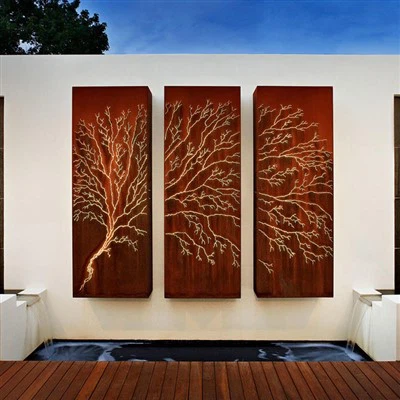 Väderstålkonst triptych