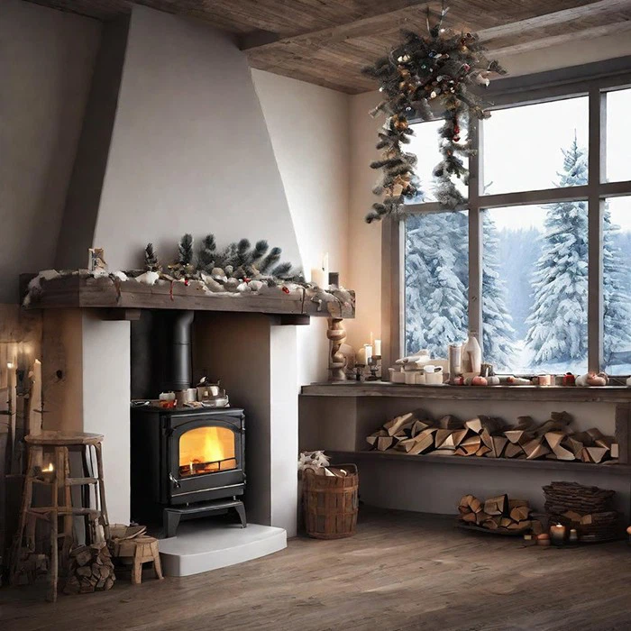 Wood Cast Iron Fireplace