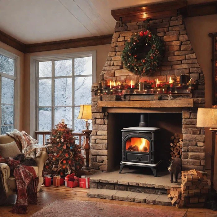 Wood Cast Iron Fireplace